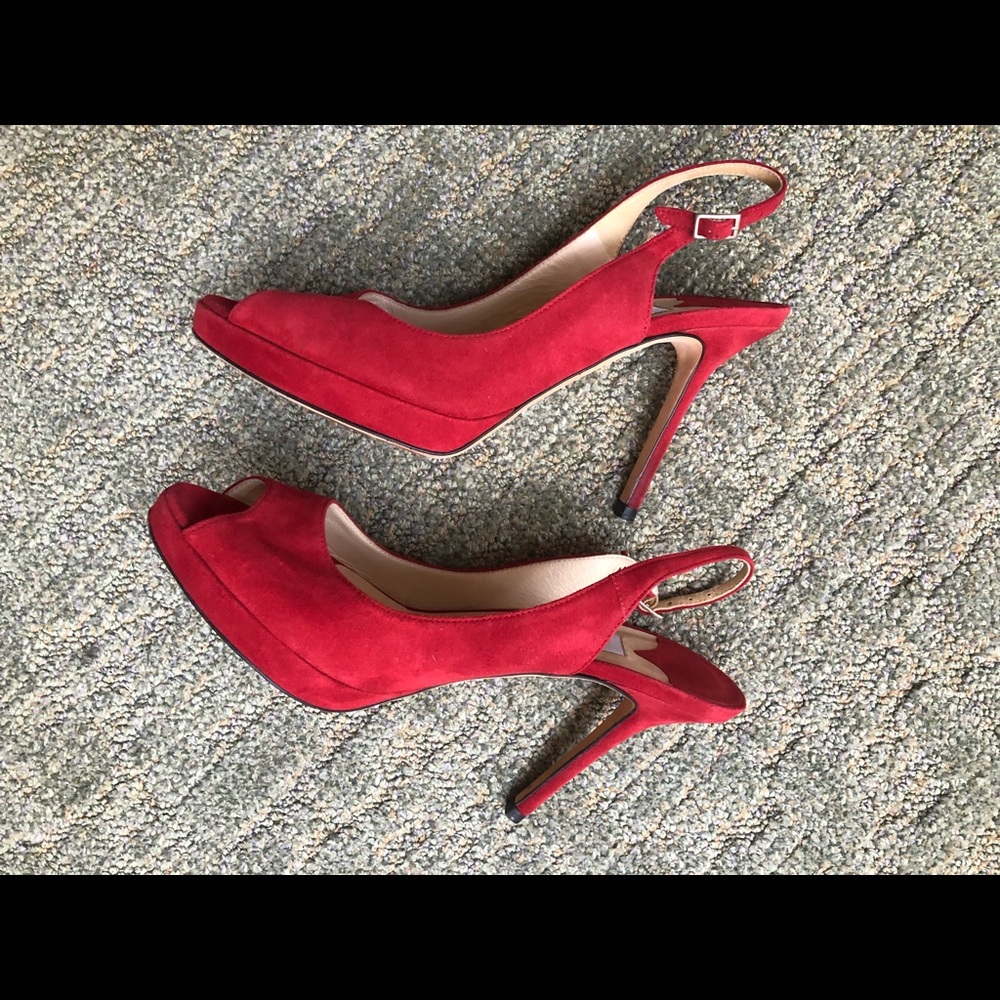 Red Jimmy Choo Suede Slingback Shoes